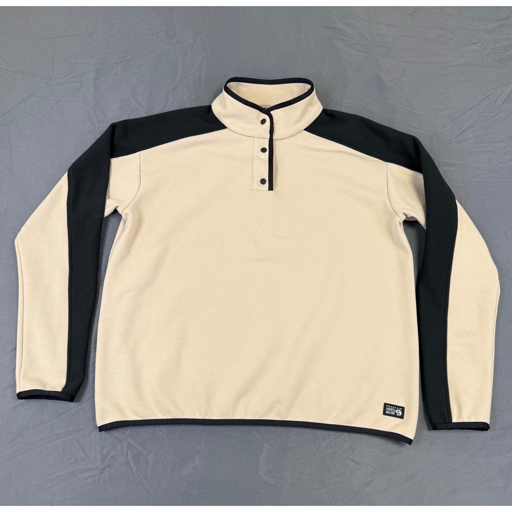 Mountain Hardwear Womens Camplife Snap Neck Fleece Pullover Beige Black Large